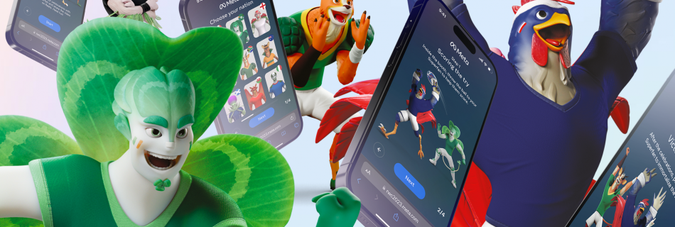 Illustration showing some of the characters and digital work from the Meta campaign