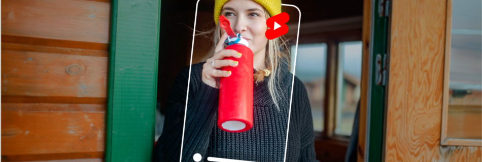 Girl drinking from water bottle with 'Be discovered' text at top